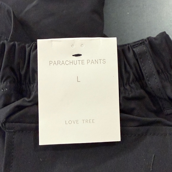NEW Love Tree Parachute Cargo Pants, Size Large, Black - Picture 6 of 6